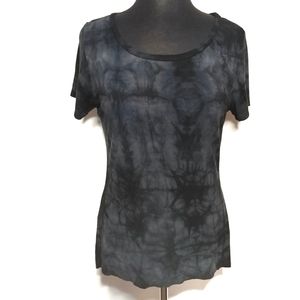 Tahari Black/Gray Tie Dye Tee, Size Lg